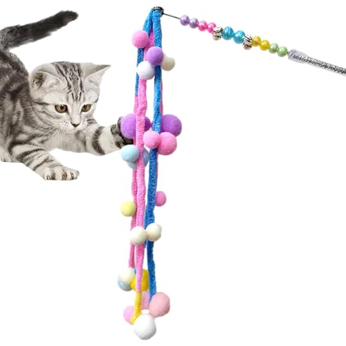 Mimoqk Katzenspielzeugstab Federstab Katzenspielzeug | Lustiger Zauberstab für Katzen | Lustiger Zauberstab für Katzen | Bunte gefüllte Plüschspielzeuge, Katzenspielzeug, Katzenspielzeug, von Mimoqk