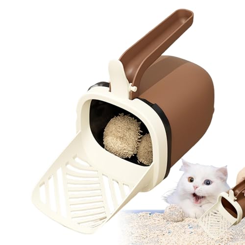 Mimoqk Litter Scooper mit Halter, großes Fassungsvermögen, für Katzenkörper, tragbar, mit Halterung, einfach zu verwenden, ideal für Zuhause, Kaffee von Mimoqk