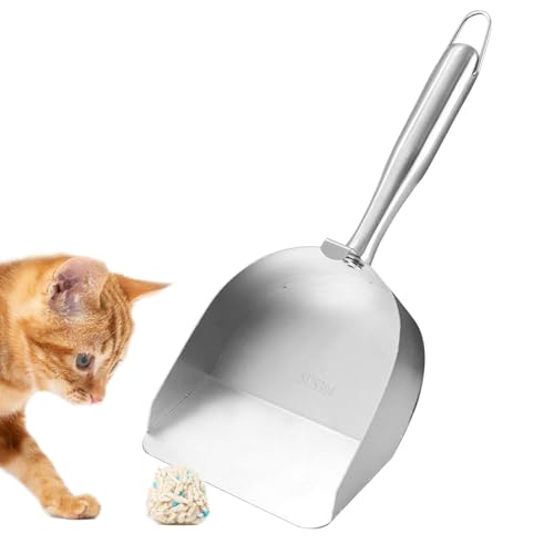 Mimoqk Metal Litter Scoop, Stainless Steel Poop Scooper, Ergonomic Handle, Hollow Kitten Sand Sifter, Pet Supplies, Easy Junk Cleanup and Long Lasting for Cat Litter Tool von Mimoqk