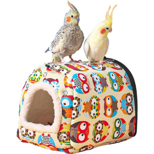 Mimoqk Wintervogelhaus, für Vögel, warm, Winter, Vogelbett aus Baumwolle für Käfig, Habitathöhle für Papageien, Kuschelbett für Papageien, bequeme Hütte für Papageien von Mimoqk