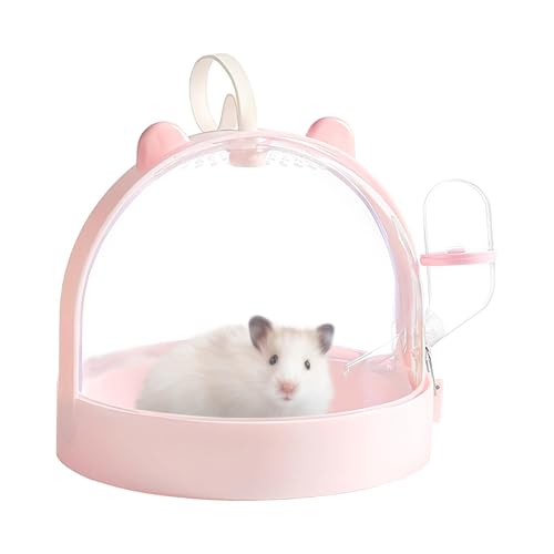 Tragbares Hamster-Tragekoffer, Breathable Carrier House, Mice Travel Habitat, Hamster Carrier mit Wasserflasche, tragbar, Hamsterkäfig mit Wasserflasche, atmungsaktiv, Reisekorb für kleine Tiere von Mimoqk