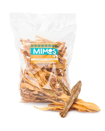 MIMOS Kaninchenohren ohne Fell für Hunde 1000g - Getreidefreie & natürliche Hunde Kauartikel, Premium Kausnacks 100% Kaninchen ganz ohne künstliche Zusatzstoffe von Mimos