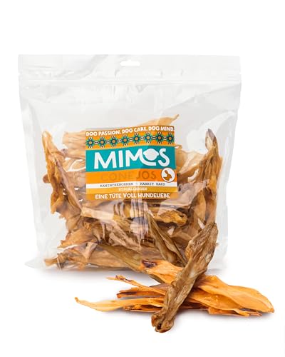 MIMOS Kaninchenohren ohne Fell für Hunde 500g - Getreidefreie & natürliche Hunde Kauartikel, Premium Kausnacks 100% Kaninchen ganz ohne künstliche Zusatzstoffe von Mimos