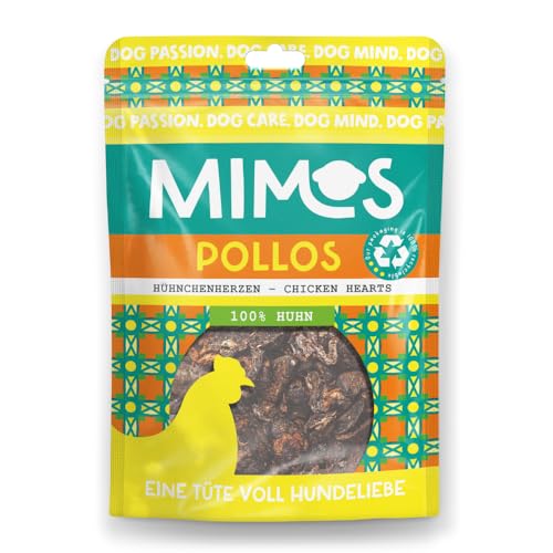 Mimos Hühnchenherzen für Hunde - 60% Hühnchenherz & 40% Hühnchenlunge, 100 g - Einzelfuttermittel, schonend getrocknet, naturbelassen, gesunder Kausnack für kleine & große Hunde von Mimos