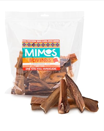 Mimos Rinderkopfhaut für Hunde 12-17 cm, 500g - Hunde Kauartikel 100% aus Rind ganz ohne Zusatzstoffe, Premium Kausnacks ideal für die Zahnreinigung von Mimos