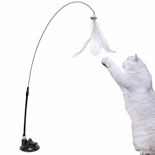 Katzenspielzeug Feder, Katzenspielzeug Katze Toy, Interaktives Katzenspielzeug Mit Feder, Glocke und Flexiblem Draht, Für Spielende Katzen und Kätzchen (80cm Lang) von Minan