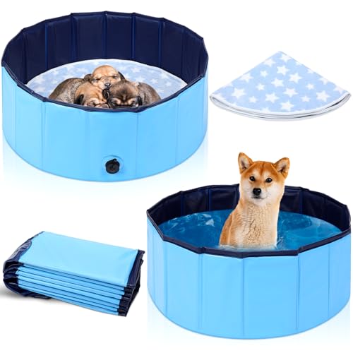 Mindsoft Welpenkiste für Hunde, tragbare Welpen-Box für Hunde, mit wiederverwendbarem Urinierkissen, waschbar, blau, 81,3 x 30,5 cm von Mindsoft