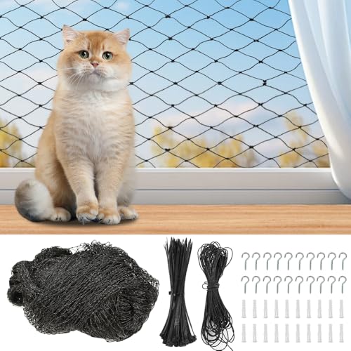 Mineup Katzennetz für Balkon, 3x4m Katzennetz Drahtverstärkt, Katzen Balkonnetze, Katzenschutznetz für Katzen, Sicherheitsnetz für Kinde Fallschutznetz, Schutznetz für Balkon,Fenster,Treppe,Terrasse von Mineup