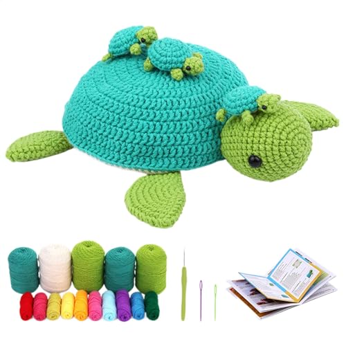 Häkelset Für Anfänger - Häkelpaket Für Anfänger - Häkeln Tiere D-IY Kit Für Erwachsene Und Kinder, Häkeln Starter Stricken Kit Schildkröte Für Komplette Anfänger Mit Schritt-für-Schritt-Anleitungen von Mingchengheng