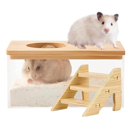 Haustier Hamster Badezimmer Mit Leiter - Hamster Toilette Sandbad Container Toilette Transparente Hamster Badebox Haustier Badewanne Hamster Sandbad Badezimmer Für Rennmäuse Gerbil Kleintiere von Mingchengheng