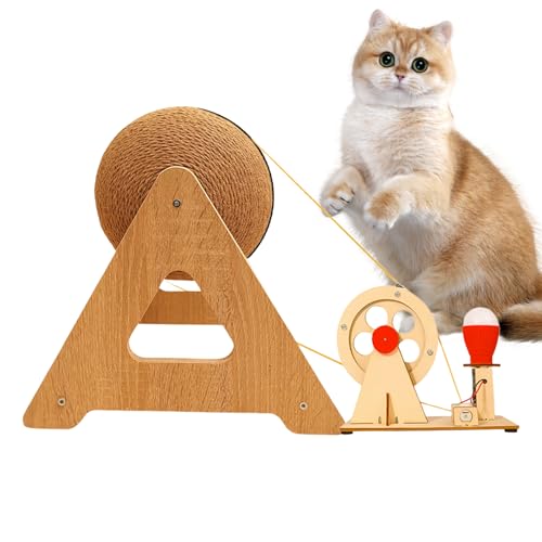 Katze Kratzball - Sisal Kratzer | Interaktives Katzenspielzeug Mit Handkurbel Und Integrierter LED Beleuchtung Für Spielspaß Drinnen Draußen Wohnung Wohnzimmer Terrasse Haus Langeweile Katze Kratzball - Sisal Kratzer | Interaktives Katzenspielzeug Mit Handkurbel Und Integrierter LED Beleuchtung Für Spielspaß Drinnen Draußen Wohnung Wohnzimmer Terrasse Haus Langeweile von Mingchengheng