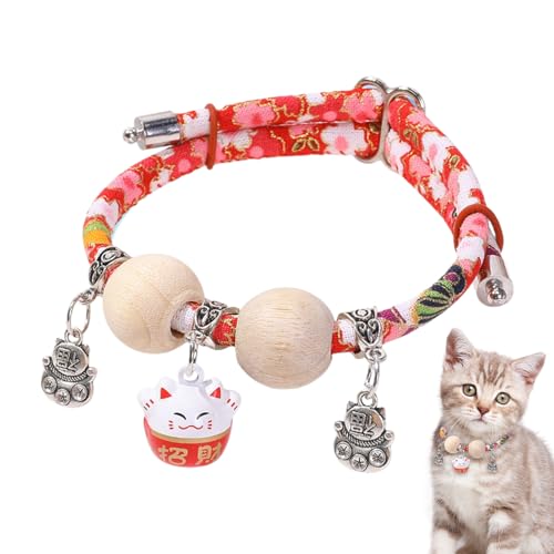 Katzenwelpen Halsband, Zedernperlen Katzenhalsband mit Glöckchen, Verstellbares Weiches Halsband Ganztägiger Kleine Mittlere Große Rassen Spaziergänge Training Katzenwelpen Halsband, Zedernperlen Katzenhalsband mit Glöckchen, Verstellbares Weiches Halsband Ganztägiger Kleine Mittlere Große Rassen Spaziergänge Training von Mingchengheng