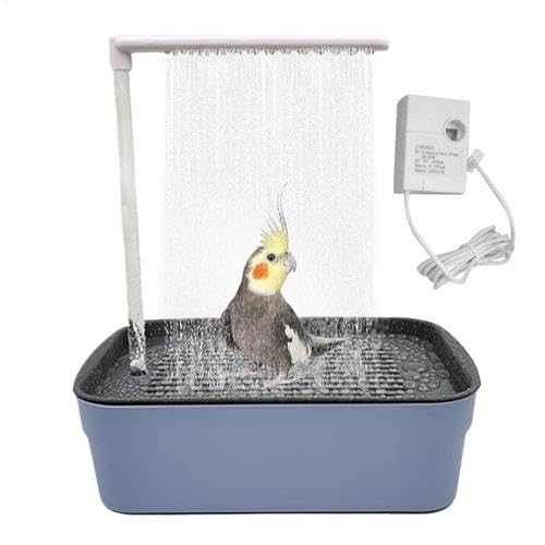 Mingchengheng Vogel Badehaus Badewanne, Wellensittich Badewanne, Automatische Vogelbrunnen, Multifunktionaler Vogeldusche Mit Mehreren Wasserhähnen, Papageien Badebox,Grau von Mingchengheng