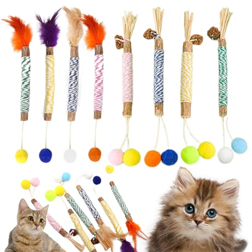 Minging 8 Stück Katzenminze Sticks, Katzen Zahnpflege Spielzeug Katzenminze Spielzeug Zum Schleifen von Zähnen für Katzen Zahnpflege Ruhige Katzen Angst und Appetiterhöhung Kausticks für Katzen von Minging
