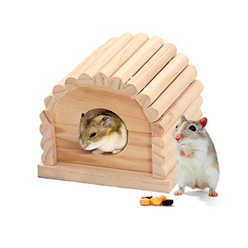 Mini-Hamsterhaus aus Holz, 11 x 10 x 9 cm, Kleintier-Nisthaus, Holzhütte, Spielspielzeug, Kauspielzeug von Mingsway