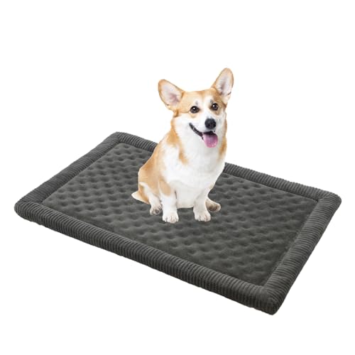 MINIDEAR Hundebox-Pad, 43,2 x 61 x 2,8 cm, rechteckig, rutschfest, Gummiunterseite, Memory-Schaum für Hundebett-Matte, maschinenwaschbar von Minidear