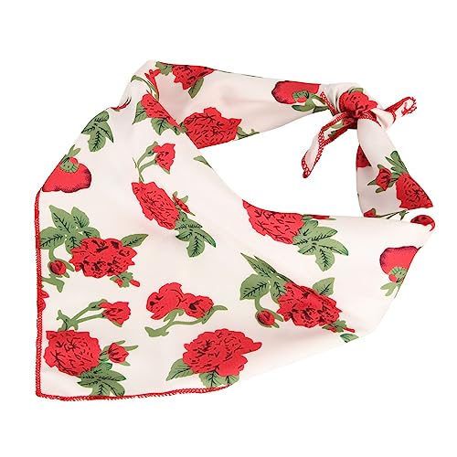 Miokycl Rote Rose Hunde-Bandanas, Weiche Baumwolle, Hunde-Bandanas, Schal, Tragbar, Faltbar, Haustier-Bandanas Weihnachten, Ostern, Geburtstag (L) von Miokycl