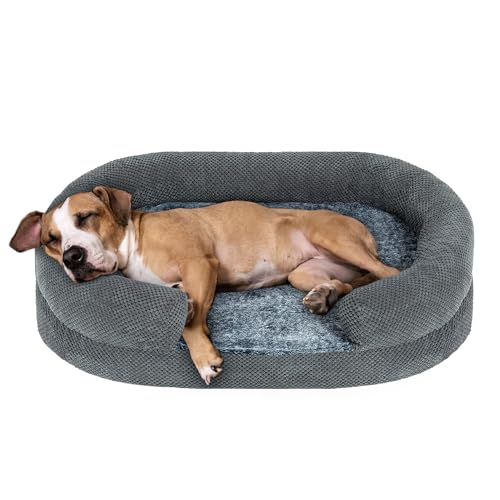 Miorun Orthopädische Hundebetten für mittelgroße Hunde, Egg-Crate Memory Foam Sofa mit Seiten und waschbarem Bezug, niedliches Hundebett und Couch mit waschbarem, abnehmbarem Bezug und rutschfester von Miorun