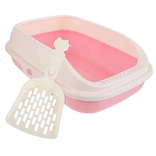 Mipcase 1 Set-Box Katzentoilette streuwanne abfallbehälter trashcan Katzen wurfbox Katzenklo mit hoher Rückwand Katzenstreu Liner kätzchentoilette Kätzchen saubere Toilette Plastik Rosa von Mipcase