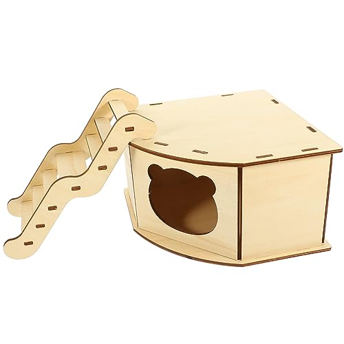 Mipcase 1 Satz Hamster Holzhaus DIY Zusammengebautes Spielzeug Kleintier Lebensraum Dekoration Hamsterleiterhaus Hamsterspielplatz Chinchilla-kletterleiter Hölzern Klettern Hamsterhaus von Mipcase