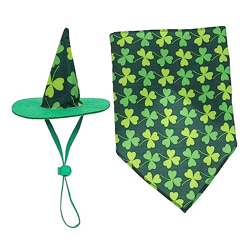 Mipcase 1 Satz Haustierkleidung St. Patricks Day Hundemütze Hündchen Hut Kleeblatt-Bandanas Hundemützen Für Mittelgroße Hunde St Patricks Hundekleidung Tierhüte Die Katze Polyester Zubehör von Mipcase