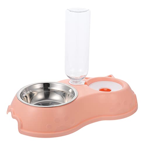 Mipcase 1 Set Wasser Double Dogs Dual Tool Rosa Abnehmbarer Katzen-/Hundefutterspender Haustierspender - Kleine Schüssel Gerät Flasche Automatischer Futterspender Trinknäpfe Katzenfutter von Mipcase