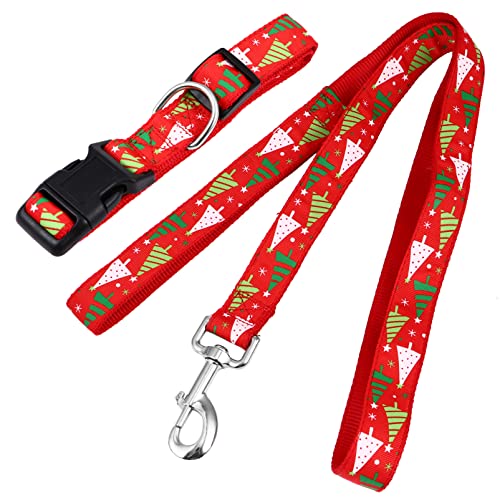 Mipcase 1 Set Weihnachtshundehalsband-Leine-Set Strapazierfähige Verstellbare Hundehalsbandleine Weihnachtshunde Haustierhalsbandleine Halsbandleine für Kleine Mittelgroße Hunde von Mipcase