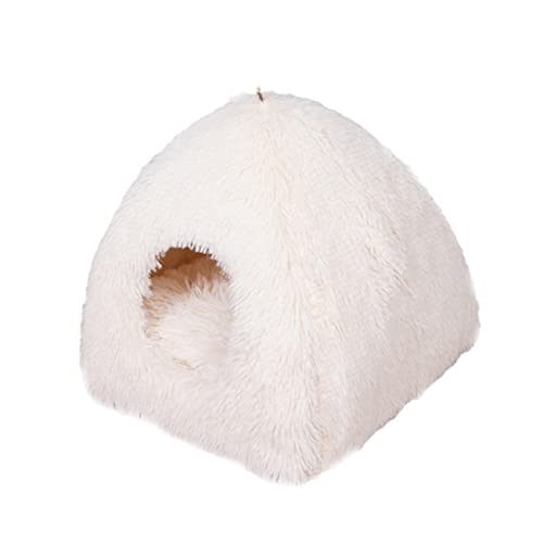 Katzenbett 1Pc Bauzelt Haushalt Weicher Plüsch Winter X Welpe Für Bett-Spielzeughaube Flauschige Tasche Kuscheliges Zwingerbett Warmes Schlafendes Kätzchen Niedliche Höhle Beige von Mipcase