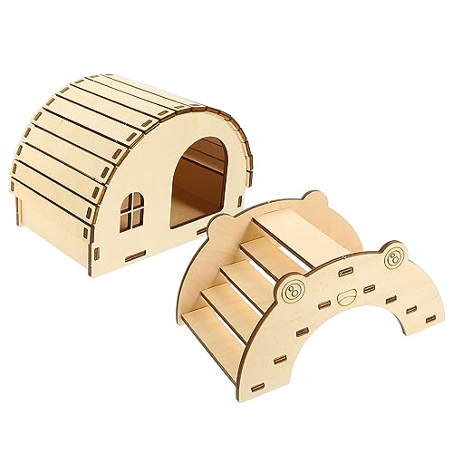 Mipcase 2st Hamster Holzhaus DIY Zusammengebautes Spielzeug Kleintier Lebensraum Dekoration Chinchilla-versteck Hamsterhaus Aus Holz Dekoratives Rattenhaus Protokoll Hölzern von Mipcase