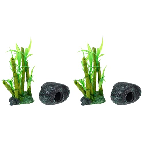 Mipcase 2 Sets Aquarium- Fischtank Verstecken Höhlenaquarium Gesteine ​​Künstliche Aquariumpflanzen Ornament Dekoration Felsen Höhlen von Mipcase