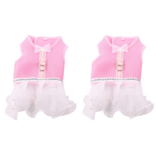 Mipcase 2 STK Hundeprinzessin-Shirt Hundegeschirr Kleid Welpe Tutu-Rock Hundegeschirr Aus Mesh Pet Mesh-Kleid Mädchen Hundeweste Tutu-Kleid Für Hunde Hauskatze Kleid Kettenblatt Kleidung von Mipcase