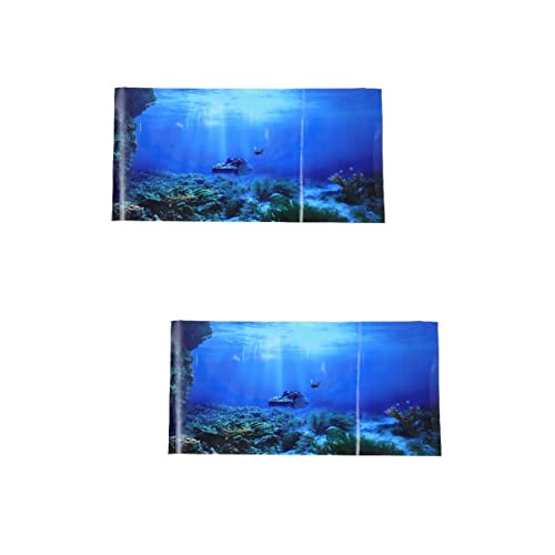 Mipcase 2 Stücke Abnehmbare Aquarium Aufkleber Aquarium Hintergrundbild Für 3D Unterwasser Landschaft Decor von Mipcase