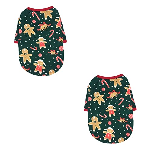 Mipcase Rot 2 Stücke Liefert Hund Lebkuchen Medium Geschenke Kostüme Schön Tragen Party Kleidung Jacke Design Bedruckt Entzückende Mantel Hemden Katzen Weich Weihnachtsgröße Muster von Mipcase