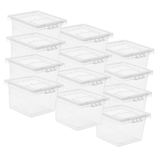 Mipcase 20 Stück Box Terrarien Kleiner Tank Habitat Bartagamen Tragbares Terrarium – Wächter Für Gehege Spinne Fütterung Schlangenzucht Springen Schlüpfkoffer Transparent Klar von Mipcase