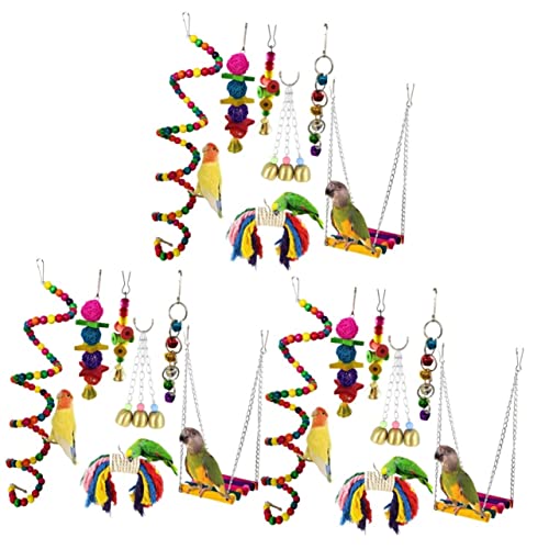 Mipcase 21 STK Papageienspielzeug Lavablock Für Vogel Vogelspielzeug Für Sittiche Kauspielzeug Für Papageien Vogelstangen Conure-Spielzeug Hölzern Wellensittich 7-teiliges Set von Mipcase