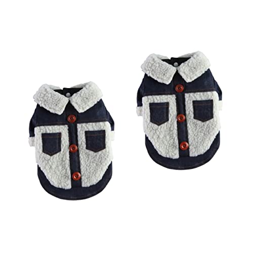 Mipcase 2Pcs Accessoires Cool Kalt Bequem Mittel Atmungsaktiv Jeansjacke Mantel Outfit Katzenklumpen Große Hunde Größe Wetter Bezaubernd Kleidung Vintage - Welpe Warm Wärme Abriebfest von Mipcase