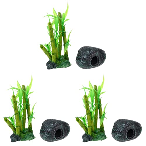 Mipcase 3 Sets Aquarium- Fischtank Verstecken Höhlenaquarium Gesteine ​​Künstliche Aquariumpflanzen Ornament Dekoration Felsen Höhlen von Mipcase