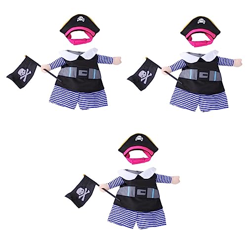 Mipcase 3 Sätze Verwandlungskostüm Für Haustiere Piraten-welpen-Outfit Verschleißfestes Hundekostüm Kostüme Für Hunde Schönes Hundekostüm Hundemütze Polyester Cosplay Zweibeinige Kleidung von Mipcase