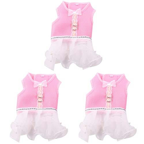 Mipcase 3 STK Hundegeschirr Kleid Hundeprinzessin-Shirt Pet Mesh-Kleid Spitzenkleid Für Hunde Partykleid Für Hunde Welpe Tutu-Rock Hundegeschirr Aus Mesh Hemdkleid Weste Haustierzubehör von Mipcase