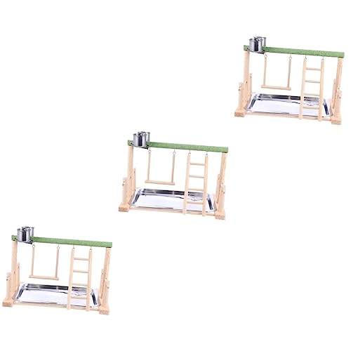 Mipcase 3st Papageienständer Spielzeug Holzstange Vogelplattform Papageien-spielständer Vogelspielständer Papagei Spielen Kletterhalle Vogelspielplatz Fitness Trainingsbank Vögel Hölzern von Mipcase