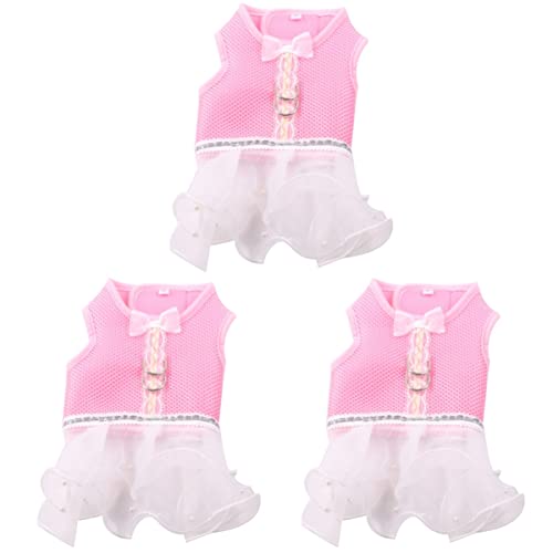 Mipcase 3 STK Rock Für Haustiergeschirr Haustier Katze Kleid Hundeprinzessin-Shirt Hundegeschirr Kleid Weibliche Hundegeschirrweste Welpenkleidgeschirr Haustier Mesh-Kleid Kleidung Leine von Mipcase