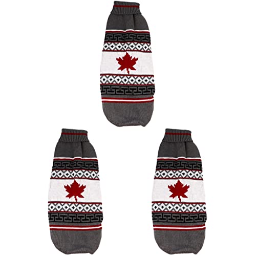 Mipcase 3 Stücke Pullover Outfit Druck Warm Urlaub Winter M für Muster Geschenkegraue Weihnachtspullover Klassische Festival Hund Haustier Weihnachten Ahorn Größe Kostüm Welpen Kleidung von Mipcase