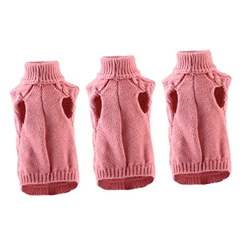 Mipcase 3-Teiliges Outfit Mit Rollkragen Für Kleidung Urlaubszubehör Weihnachten Winter Hunde Kleidungsstück Outfits Winterjacke Pullover Kostüm Hundehalsband Stricksakko von Mipcase