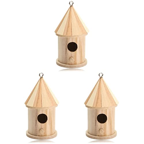 Mipcase 3Pcs Hängende Vogelnest Holz Vogelhütte Vogel Nest Hängende Vögel Haus für Sittichen Lumpen Kleine Vögel () von Mipcase