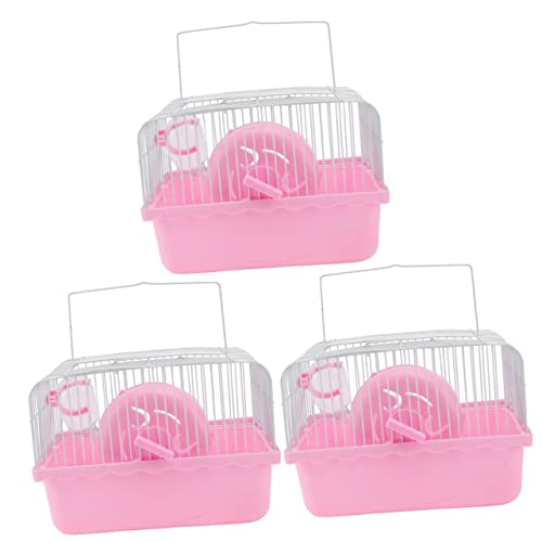 Mipcase 3Pcs & Outdoor Flasche Ratte Feeder Flaschenrosa Mit Reisekäfig Räder Koffer Wasser Zubehör Rad Vögel-Rosa Griff Travemster Spielzeug Tragen Rosa Tragbare Haustiere Für von Mipcase