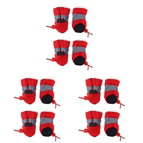 Mipcase 3Sets Socken- Haustier- Schutz- Schuh- Booties- Anti- Rutsch- Wandern Anti- Rutsch- Laufen Rote Warme Stiefel Große Hundefuß- Welpenschuhe Pfotenstiefel- Plüsch Größe von Mipcase