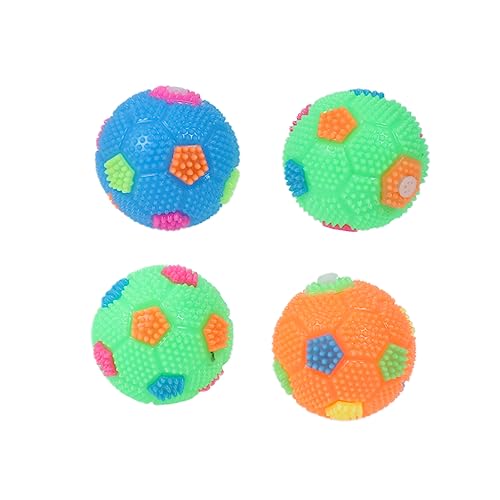 Mipcase 4 Stück Fußball Spielzeug Glow Toys Quietschball Hund Quietschspielzeug Stachelball Spielzeug Quietschender Hundeball Stachelball Hundespielzeug Elastisch von Mipcase