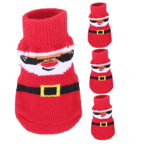 Mipcase 4 Stück Haustier Socken Weihnachtskleidung Für Hunde Traktionskontrolle Für Hunde Hundesocken Für Den Winter Outdoor-hundesocken Pfote Polyester Warm Halten Hundekleidung Ältere von Mipcase