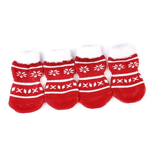 Mipcase 4 Stück Sockenschuhe Baumwollsocken Für Haustiere Hundesocken Weihnachtssocken Für Haustiere Weihnachten Hündchen von Mipcase