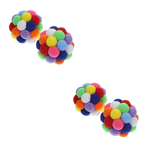 Mipcase 4 Stück Katzenball Plüsch Katzenbälle Plüschspielzeug Für Katzenbälle Katze Fängt Ball Bestes Katzenspielzeug Katze Pom Pom Kugeln Geschenke Für Katzen Polyester Puzzle Kauen von Mipcase